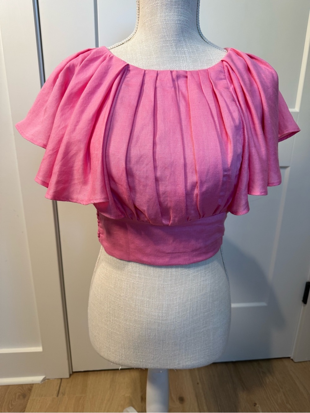 Cake for Dinner Pink Flutter Tie-Back Crop Top XS